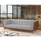 Sofá 3 Lugares 240cm Coin Courino Caramelo | Linho Cinza Clar